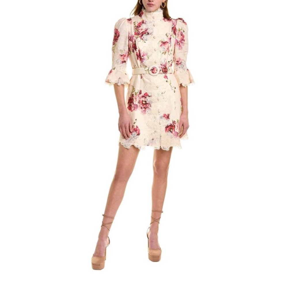 Zimmermann Linen Appliqué Mini Dress